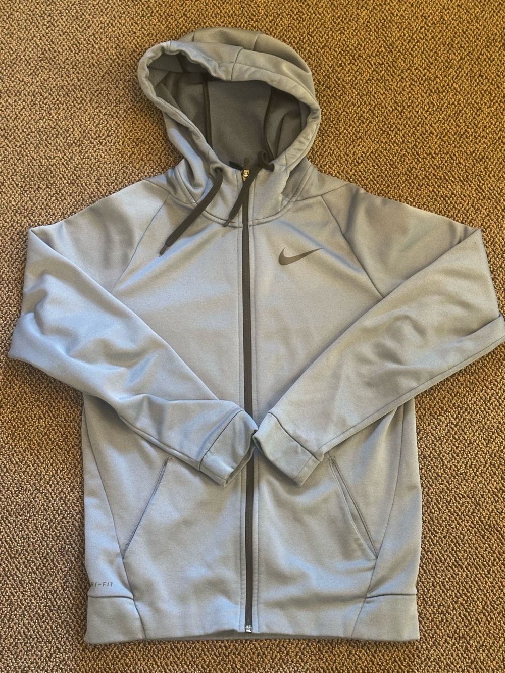 Nike Dri-Fit Men's Light Gray/light blue Full-Zip Performance Hoodie Jacket